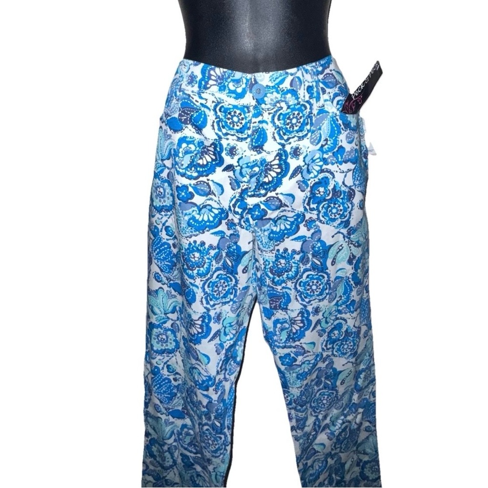 Peck & Peck Women's Blue Floral Print Chinos 8 New w Tag